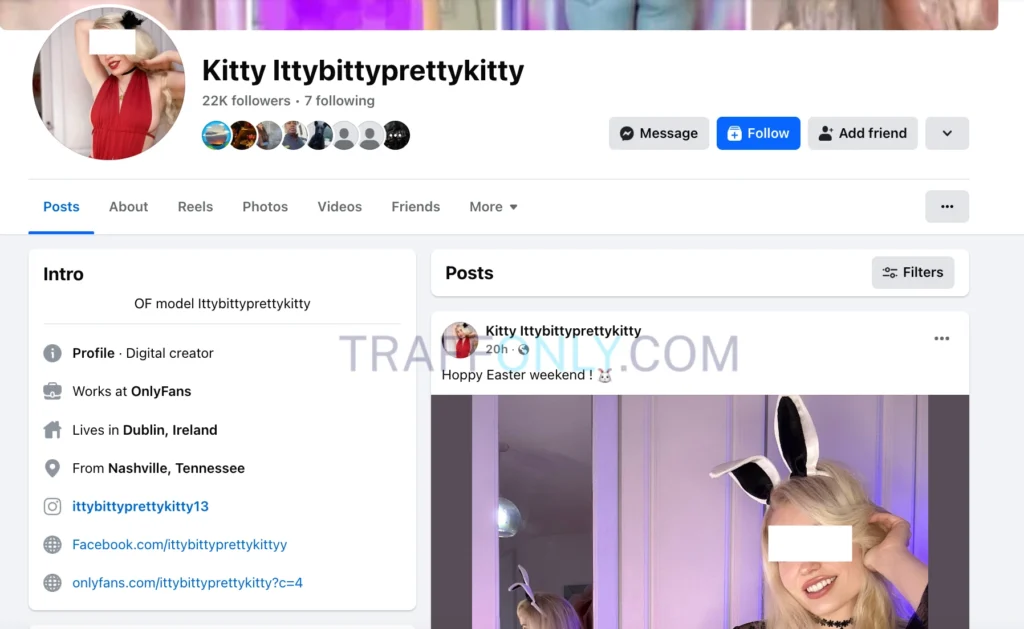 Пример фанпейджа модели онлифанс в фейбсук 