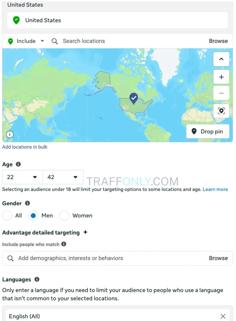 Настройка гео в Facebook Ads для OnlyFans