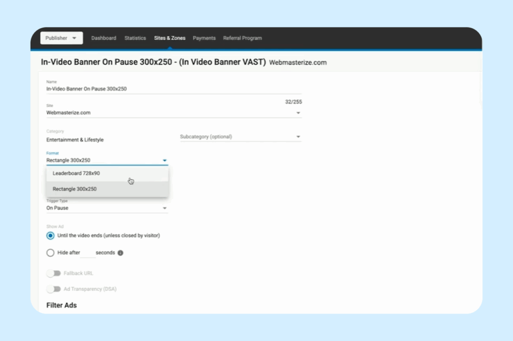 ExoClick форматы