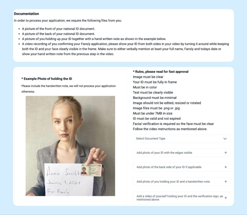 Fansly Model Verification