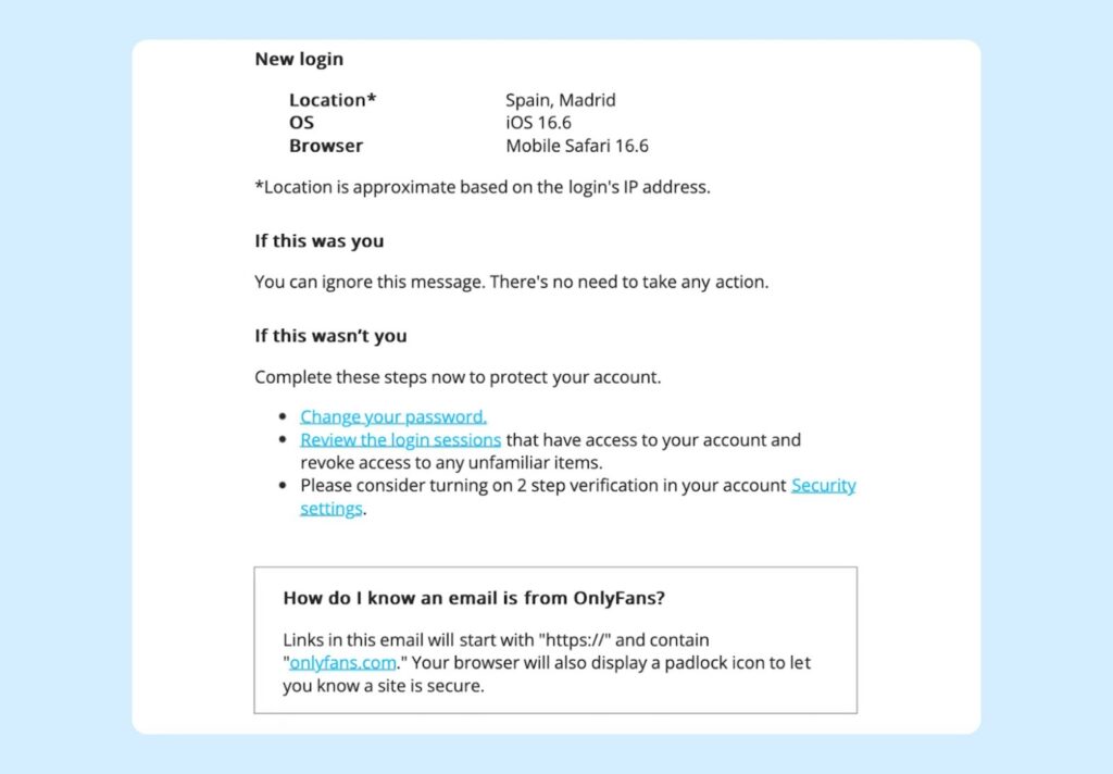 Security Settings OnlyFans